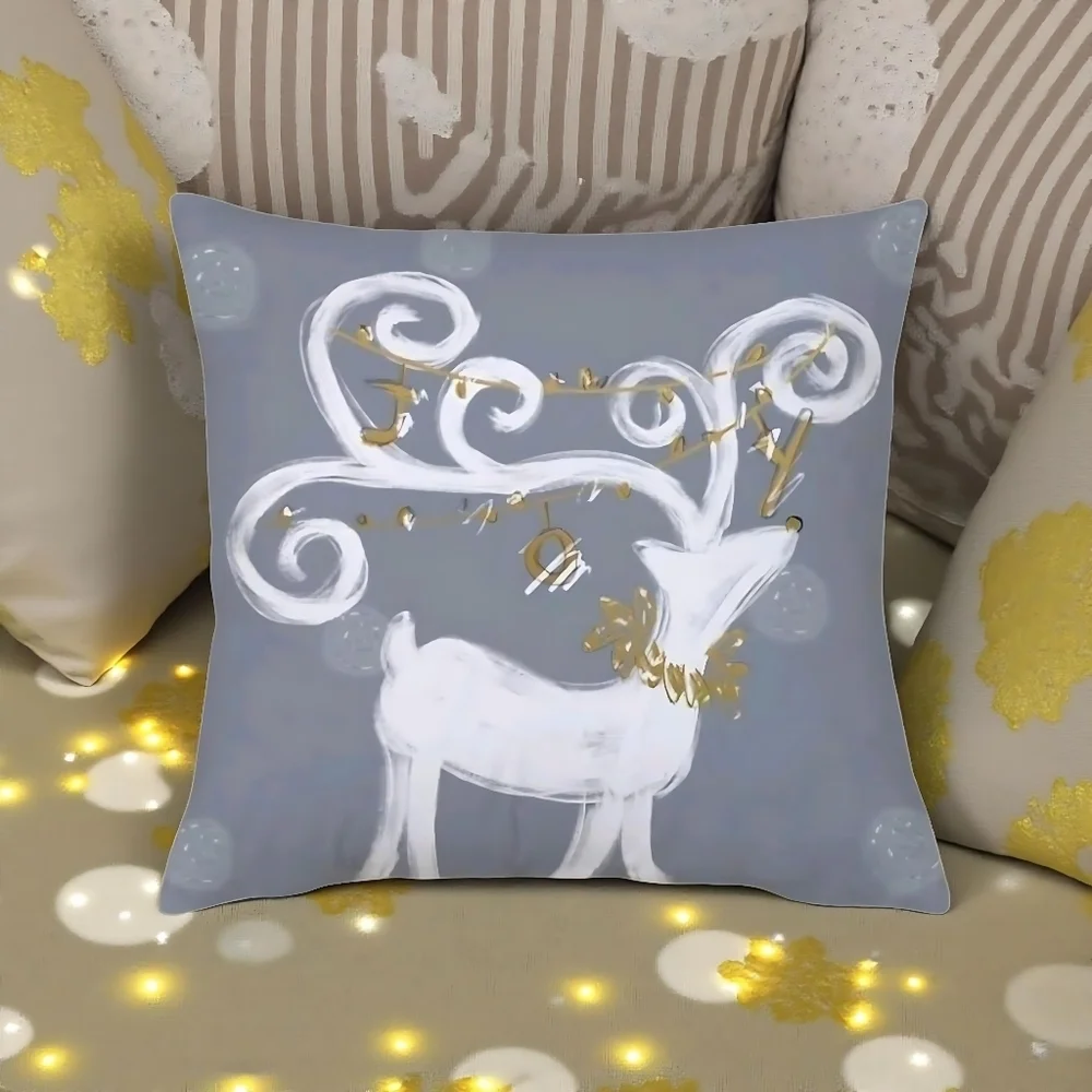 Holiday Decor 3 Piece Christmas Cushion Cover Whimsical Reindeer 3 Piece Set
